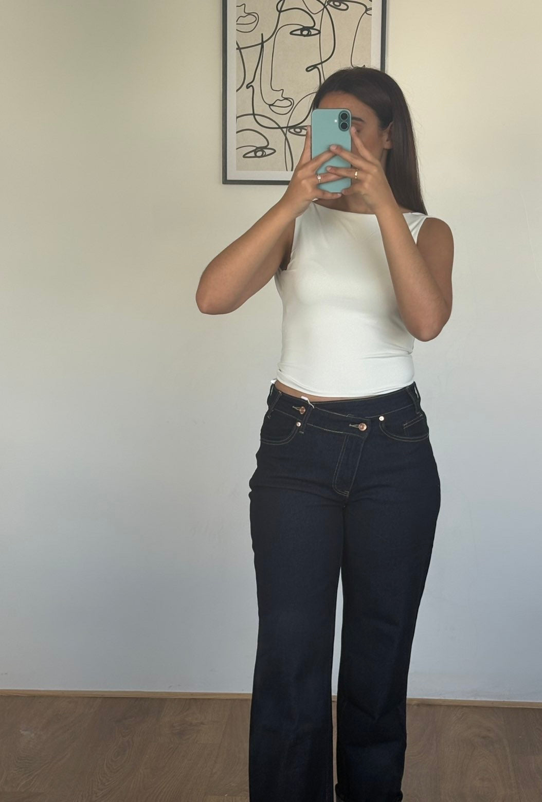 Jeans bleu brut asymétrique