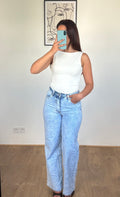 Jean bleu clair motif