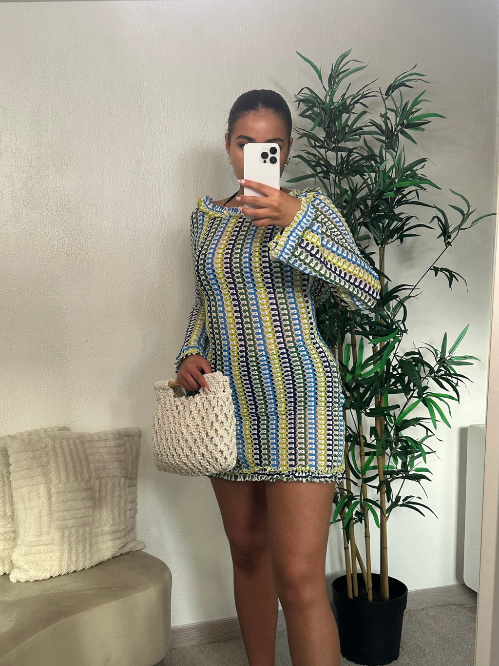 Robe crochet bleu
